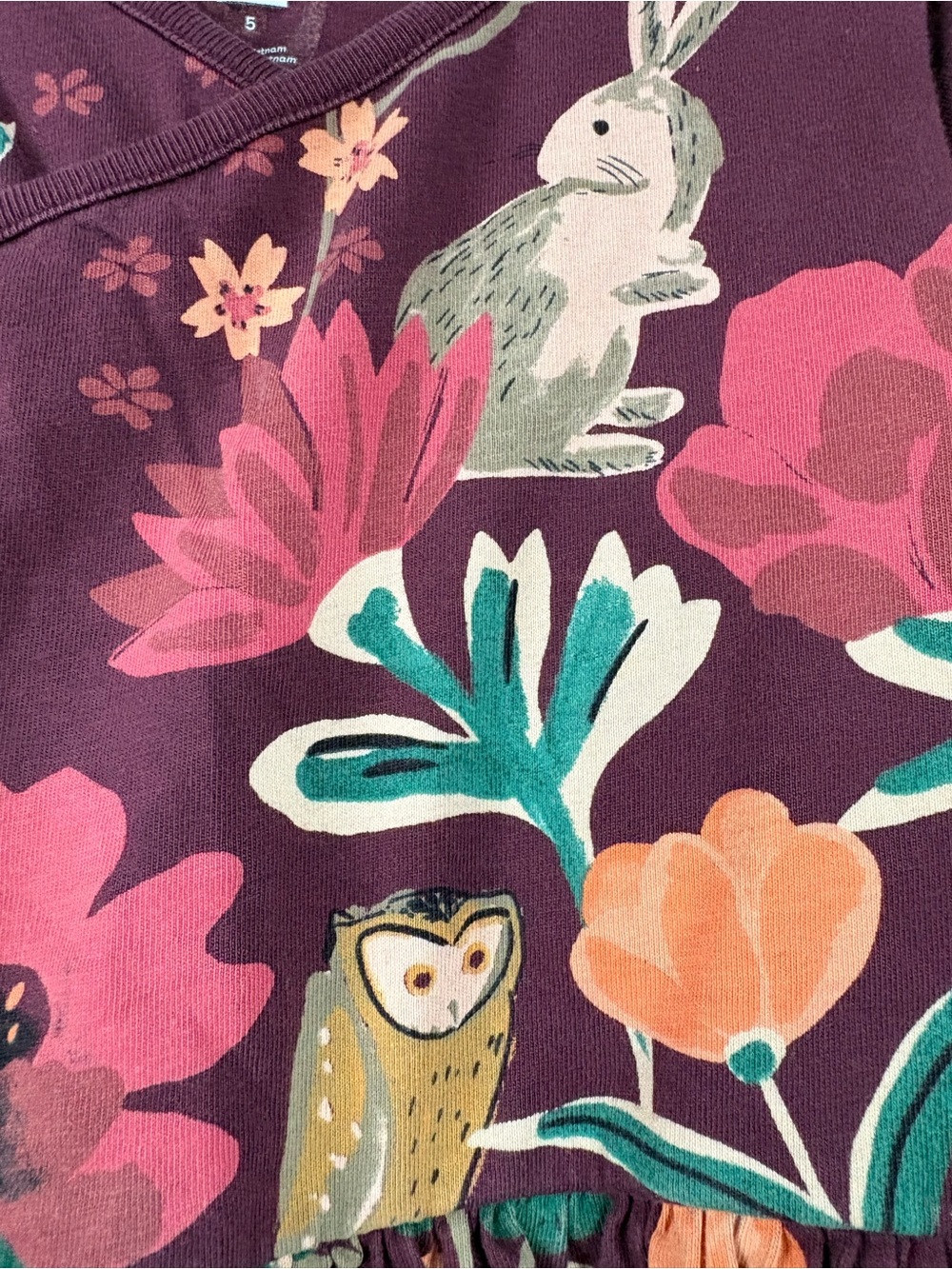 Tea Collection Burgundy woodland floral dress size 5 - Picture 8 of 8